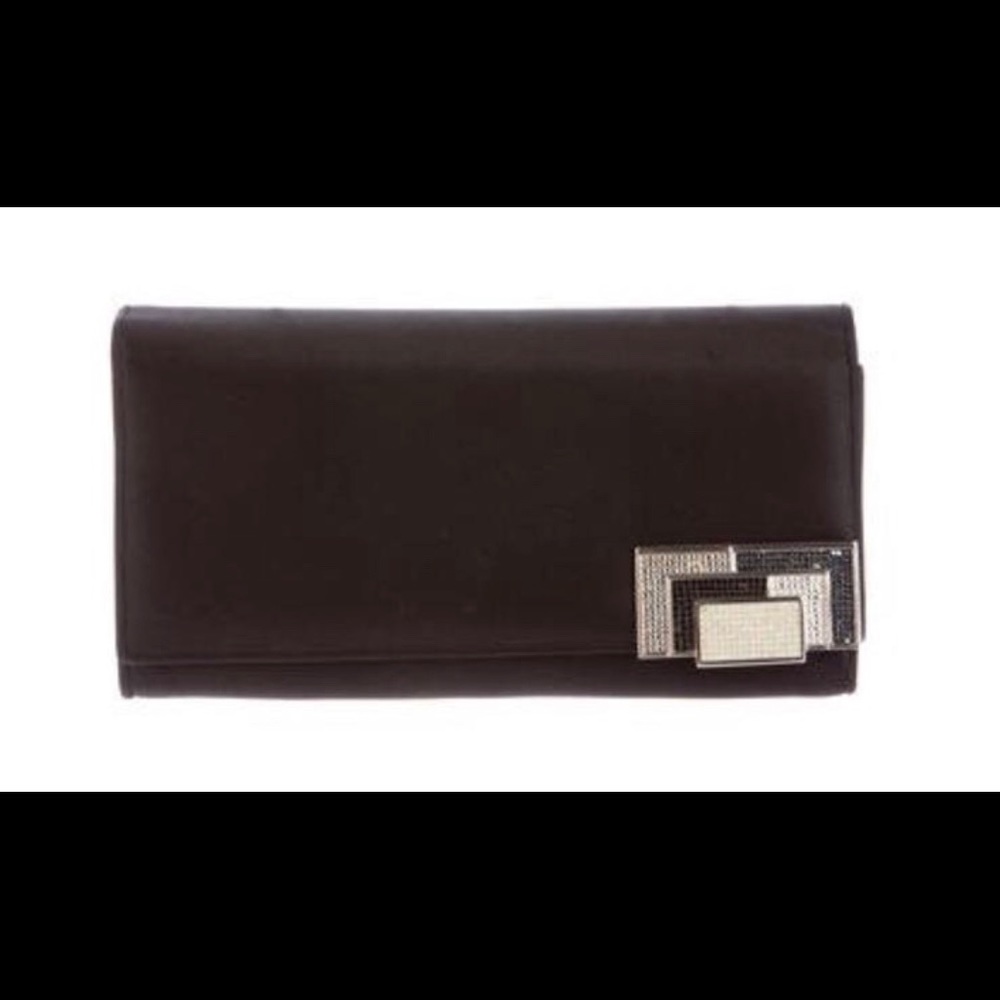 Black Satin Embellished Clutch